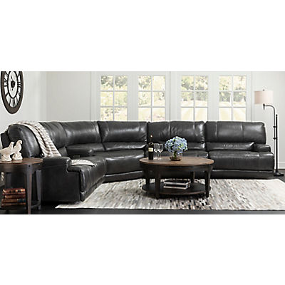 Dash Leather 3 Piece Power Reclining Sectional - CHARCOAL image number 2