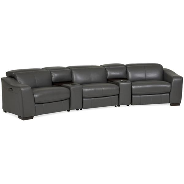 Ferrari Leather 5-Piece Power Reclining Home Theater Sectional - MAGNET image number 2