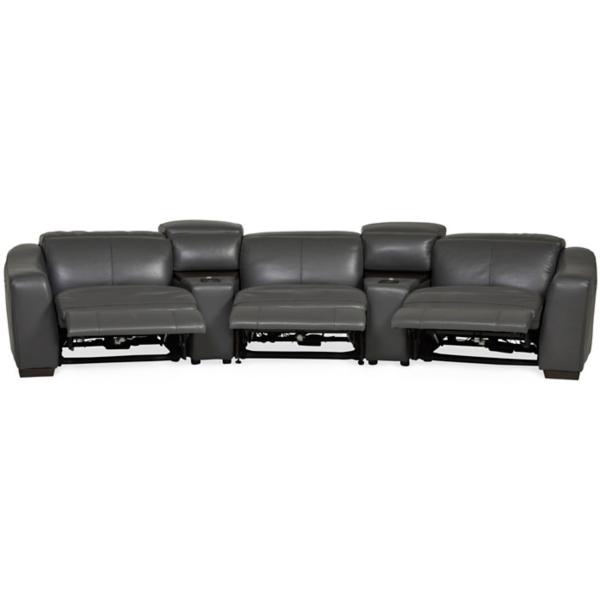 Ferrari Leather 5-Piece Power Reclining Home Theater Sectional - MAGNET image number 5
