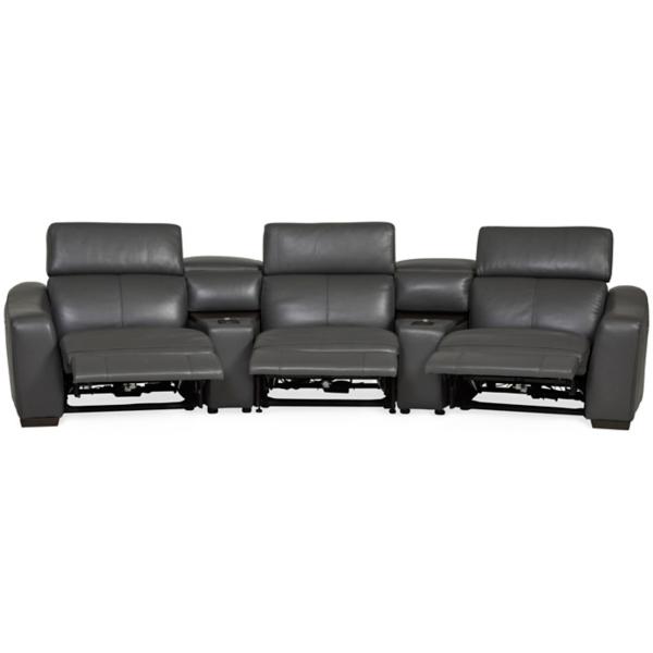 Ferrari Leather 5-Piece Power Reclining Home Theater Sectional - MAGNET image number 6
