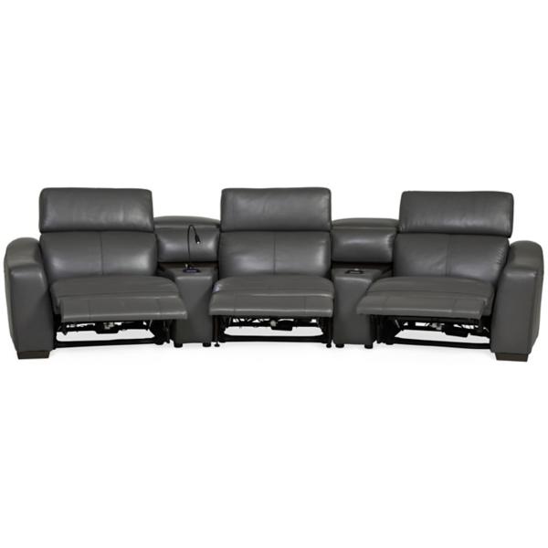 Ferrari Leather 5-Piece Power Reclining Home Theater Sectional - MAGNET image number 7