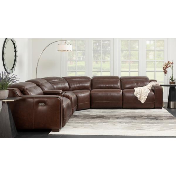 Reed Leather 6 Piece Power Modular Sectional