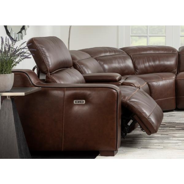 Reed Leather 6-Piece Power Reclining Sectional image number 3