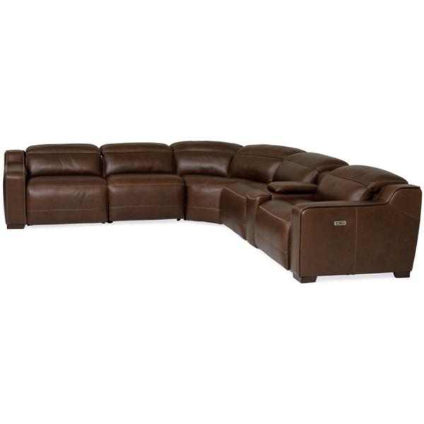 Reed Leather 6-Piece Power Reclining Sectional image number 4