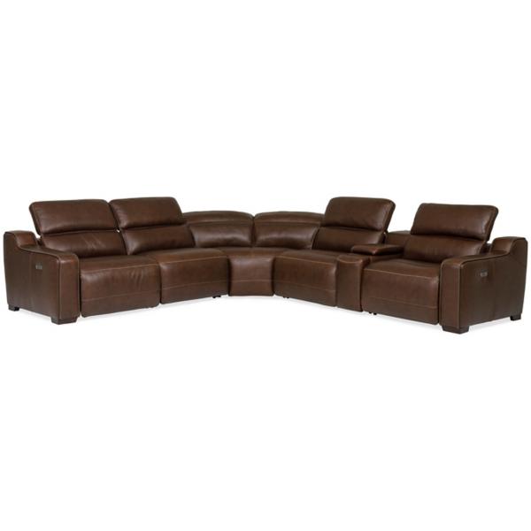 Reed Leather 6 Piece Power Modular Sectional