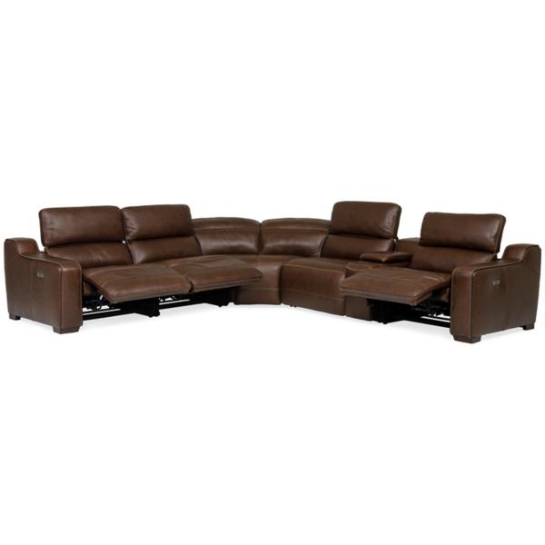 Reed Leather 6-Piece Power Reclining Sectional image number 6