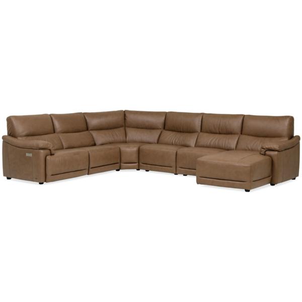 Mario Leather 6 Piece Power Reclining, Leather Suede Sectional Sofa