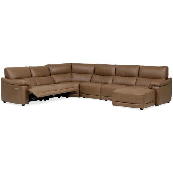 Mario Leather 6 Piece Power Reclining, Leather Power Reclining Sectional Sofa With Chaise