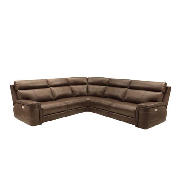 Brio Leather 5-Piece Power Reclining Sectional