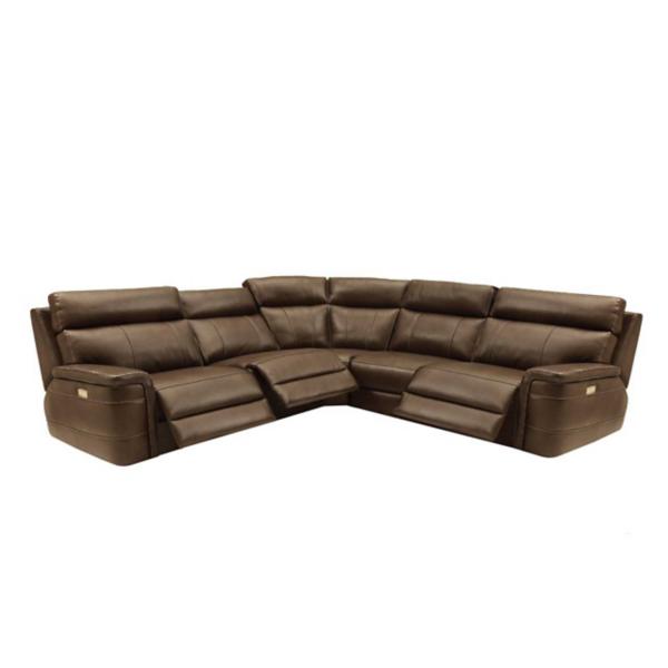 Brio Leather 5-Piece Power Reclining Sectional