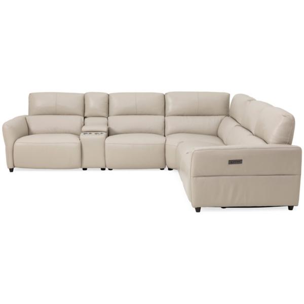 Ellis Leather 6-Piece Power Reclining Sectional image number 3