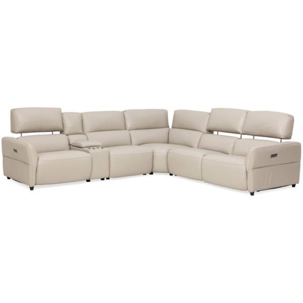 Ellis Leather 6-Piece Power Reclining Sectional image number 4