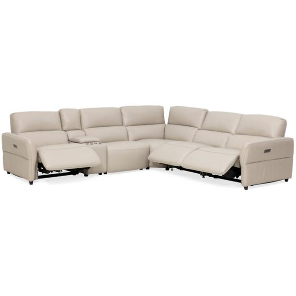 Ellis Leather 6-Piece Power Reclining Sectional image number 5