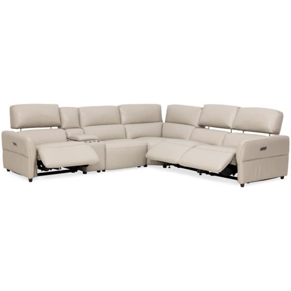 Ellis Leather 6-Piece Power Reclining Sectional image number 6