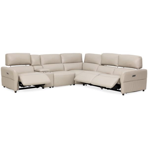 Ellis Leather 6-Piece Power Reclining Sectional image number 7