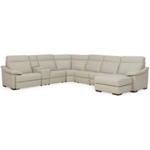 Urban Cement Leather 7 Piece Power Reclining Chaise Sectional (RAF)