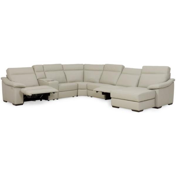 Urban Cement Leather 7 Piece Power Reclining Chaise Sectional (RAF) image number 4