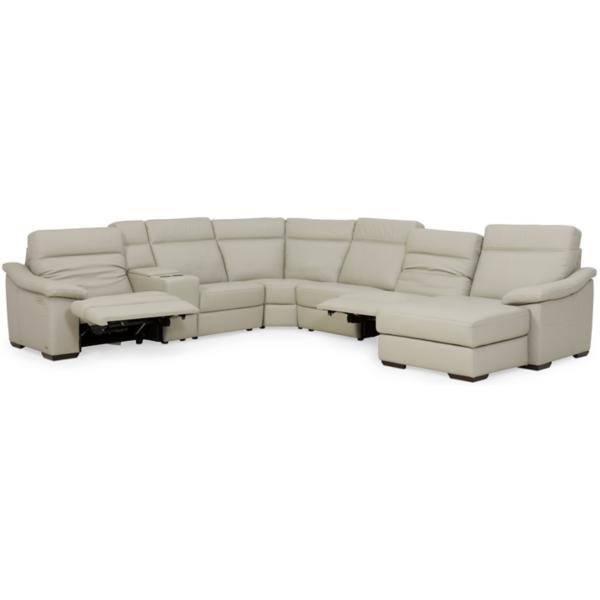 Urban Cement Leather 7 Piece Power Reclining Chaise Sectional (RAF) image number 5