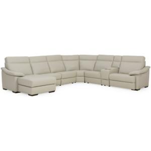 Urban Cement Leather 7 Piece Power Reclining Chaise Sectional (LAF)