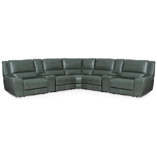 Lagoon Leather 7 Piece Power Reclining Modular Sectional