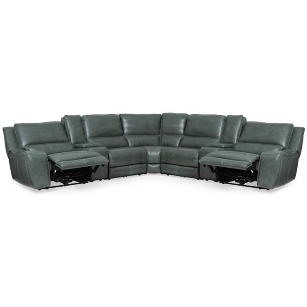 Lagoon Leather 7 Piece Power Reclining Modular Sectional