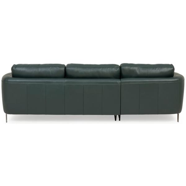 Aldo Leather 2 Piece LAF Chaise Sectional - KELP GREEN