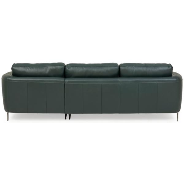 Aldo Leather 2 Piece RAF Chaise Sectional - KELP GREEN