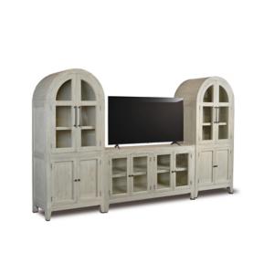 Barrister 3PC Entertainment Wall - 65 Inch Console w/ 4 Door Cabinet
