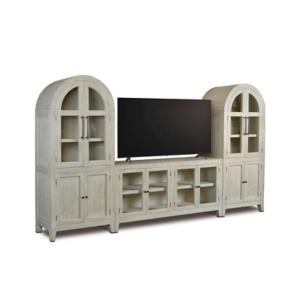 Barrister 3PC Entertainment Wall - 75 Inch Console w/ 4 Door Cabinet