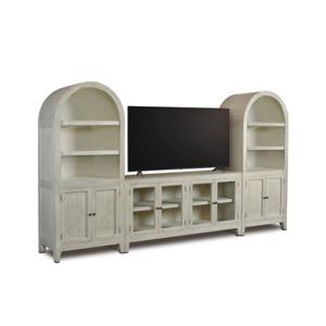 Barrister 3PC Entertainment Wall - 75 Inch Console w/ 2 Door Bookcase