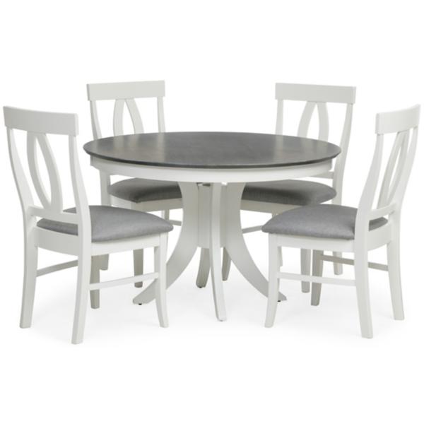 Cosmopolitan White Grey Round Pedestal, White Round Pedestal Table And Chairs