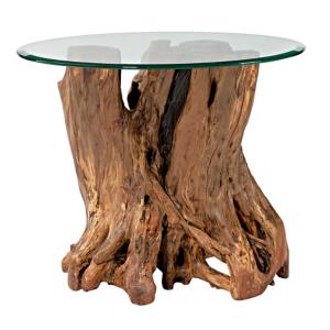 Arboles Round Glass Top Root Ball End Table
