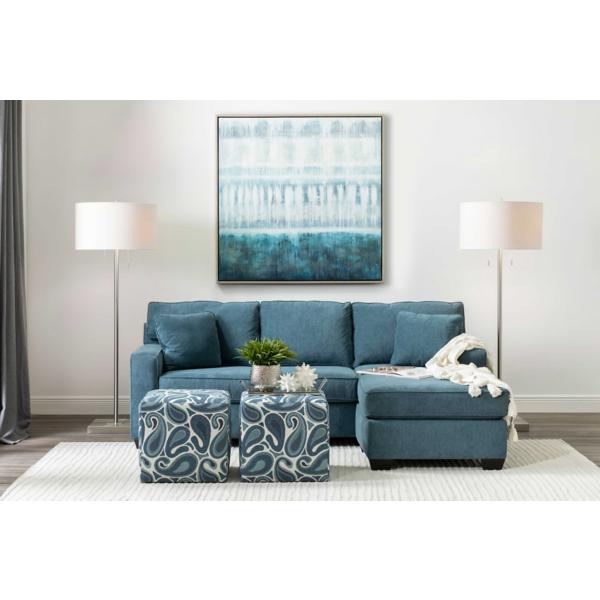 Monty 2 Piece Queen Sleeper Sofa with Floating Chaise - LAGOON image number 2