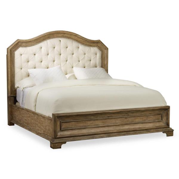 Upholstered headboard with on sale wood trim