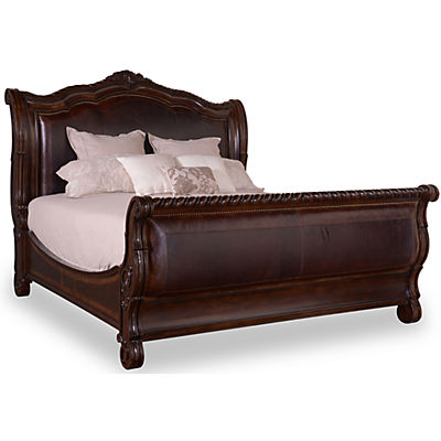 Valencia Leather Sleigh Bed Star, Queen Size Leather Sleigh Bed