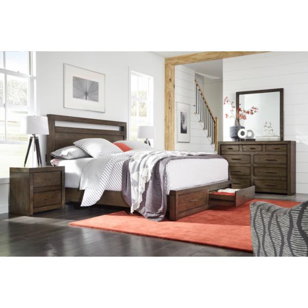 Modern Loft Panel Bed with Storage Footboard