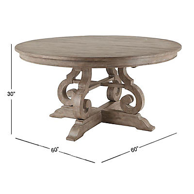 Treble 60 Inch Round Dining Table, 60 Inch Round Gray Dining Table
