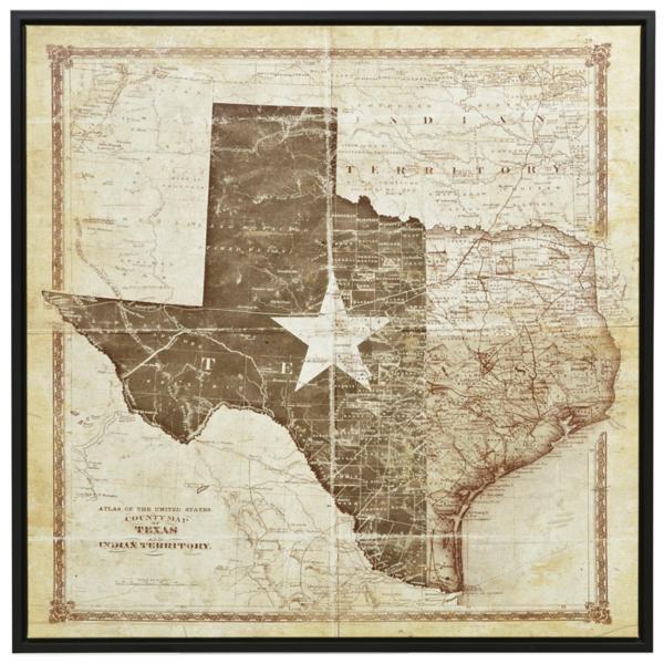 Texas Flag Map Canvas Art Star Furniture