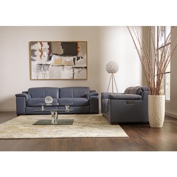 Sky Leather Power Reclining Loveseat - OCEAN BLUE image number 2