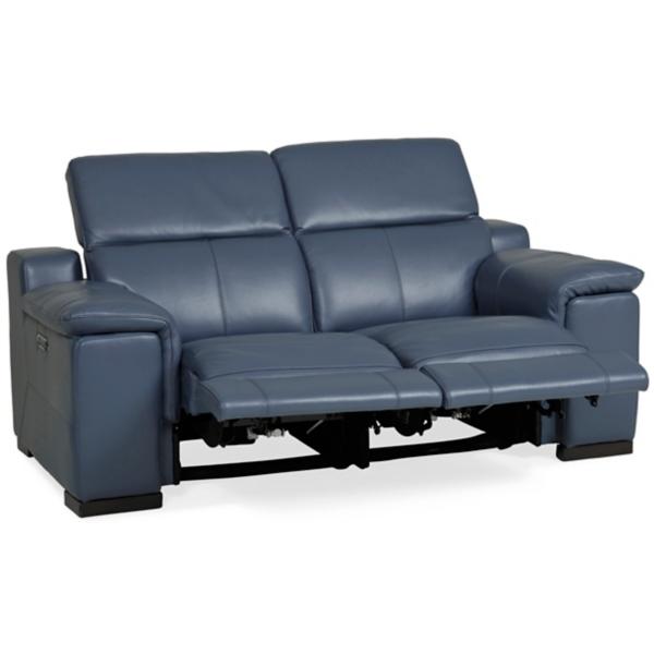Sky Leather Power Reclining Loveseat - OCEAN BLUE image number 5
