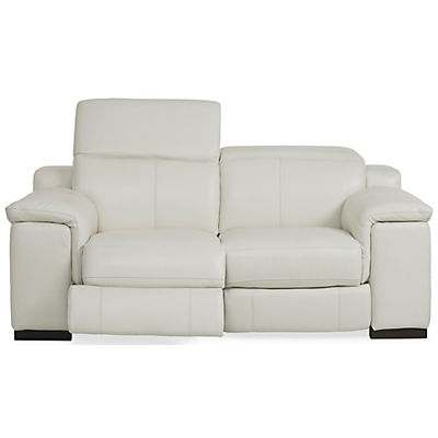 Sky Leather Power Reclining Loveseat - ALABASTER