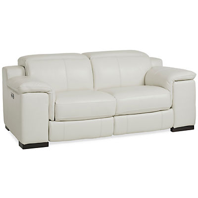 Sky Leather Power Reclining Loveseat - ALABASTER
