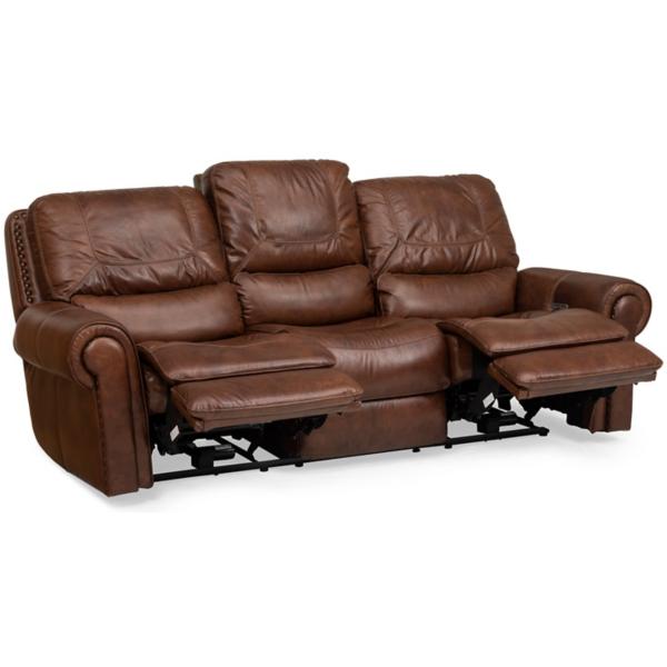 St. James Leather Power Reclining Sofa - TOBACCO image number 4