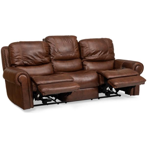 St. James Leather Power Reclining Sofa - TOBACCO