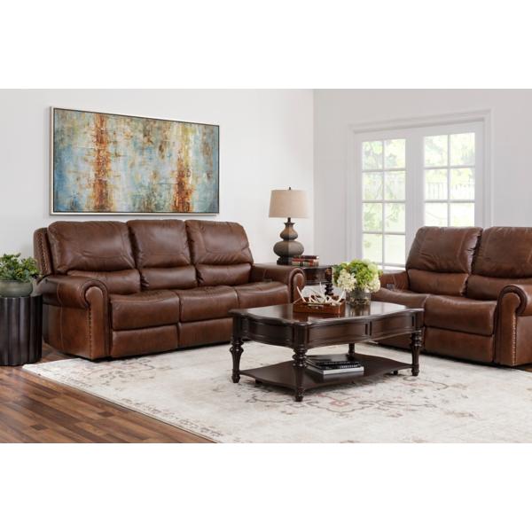 St. James Leather Power Reclining Loveseat - TOBACCO