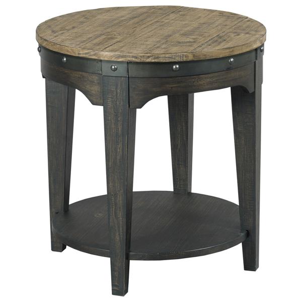 Plank Road Round End Table - CHARCOAL image number 1