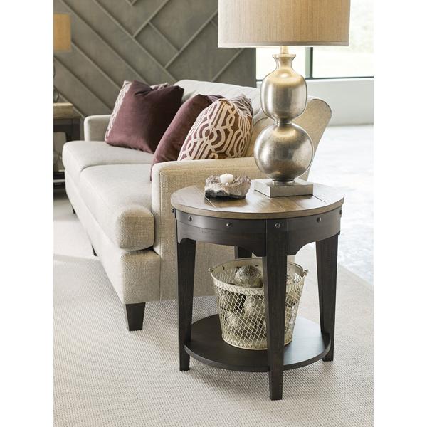 Plank Road Round End Table - CHARCOAL image number 2