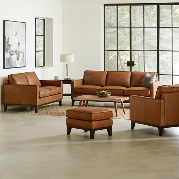 Justin Leather Ottoman image number 2
