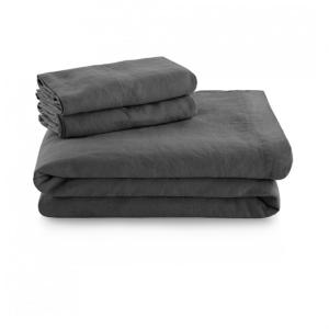 Woven French Linen Sheet Set - CHARCOAL