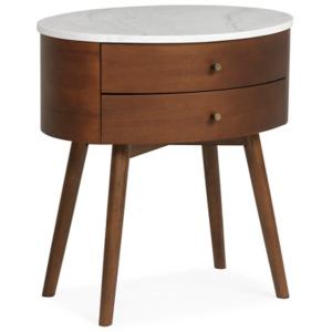 Mid Century Eliot Oval Nightstand with Stone Top